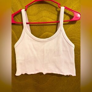 Cream Pink Tank Top with Wavy Edge